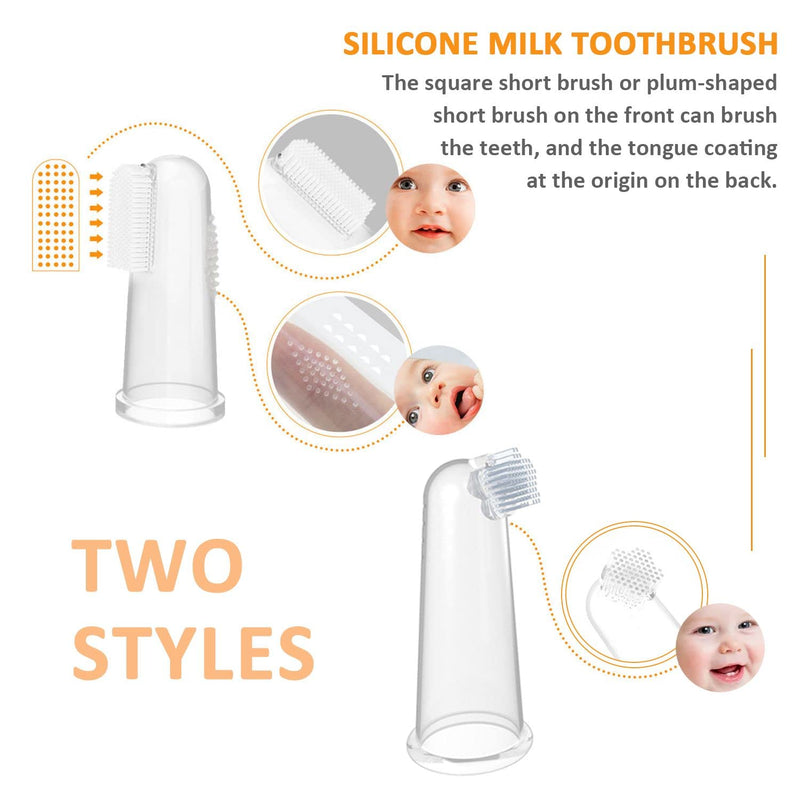 6 Pack Silicone Baby Finger Toothbrush with Case Set, Food Grade Tooth Cleaner Gum Brush Clear Massage for Infant &Toddlers Plum Head Toothbrush - BeesActive Australia