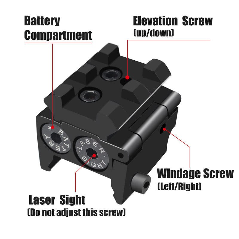 UUQ Mini Laser Sight Red Dot for Weaver or Picatinny Rail | Rifle Handgun | Red Dot Lazer Sight Pistol | Tactical Sights Airsoft | Scope Hand Gun Rifles | Laser Pointer Pistol | Air Soft Optic - BeesActive Australia