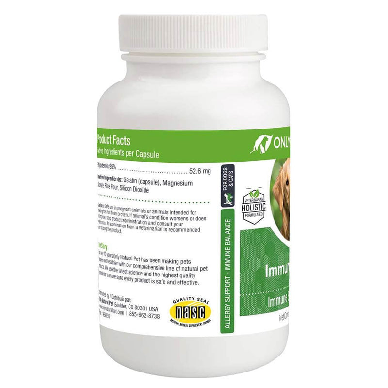 Only Natural Pet Immune Balance for Immune Support - Holistic Vitamin Dietary Supplement Formula for Dogs or Cats - Made in The USA Powder Filled Capsules 90 Capsules - BeesActive Australia