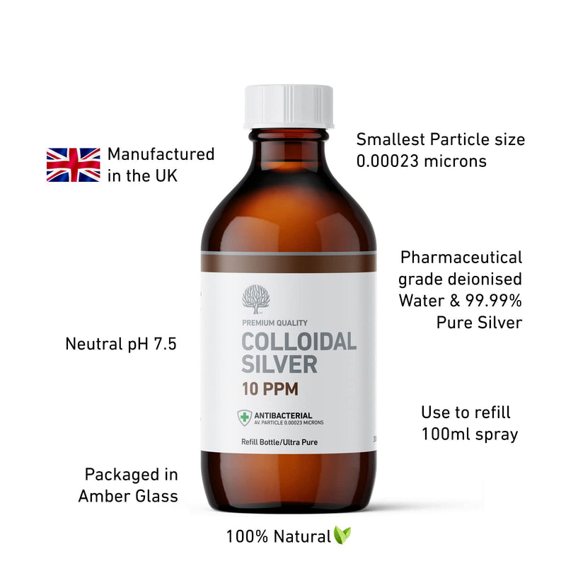 Nature's Greatest Secret Premium Quality Antibacterial 10ppm Colloidal Silver Bottle 300ml Natural 300 ml (Pack of 1) - BeesActive Australia