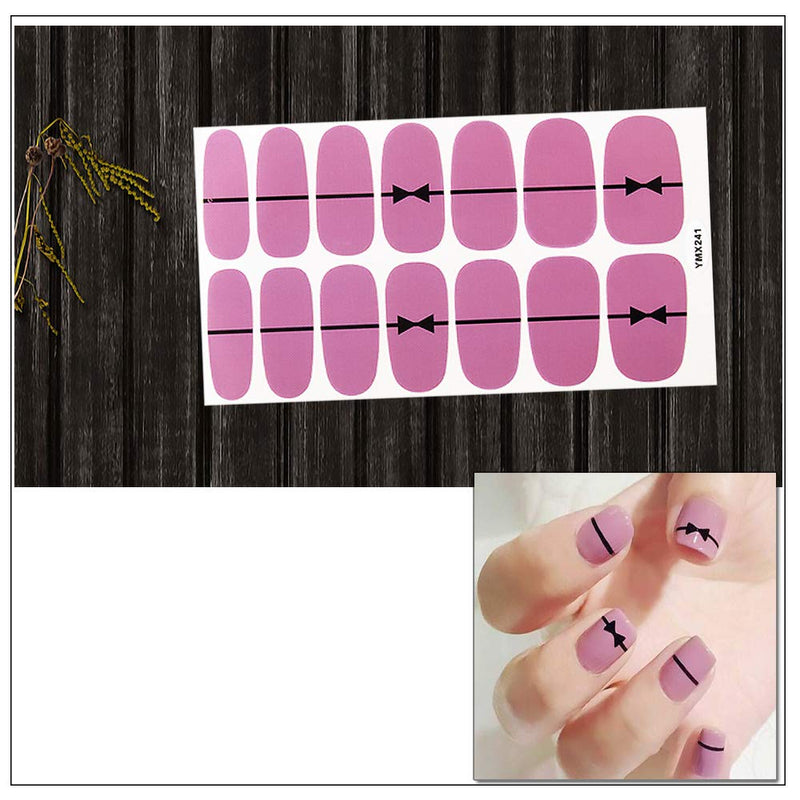 SILPECWEE 8 Sheets Full Wraps Nail Art Polish Stickers Strips Set And 1Pc Nail File Glitter Solid Color Design Adhesive Nail Decals Manicure Decoration - BeesActive Australia