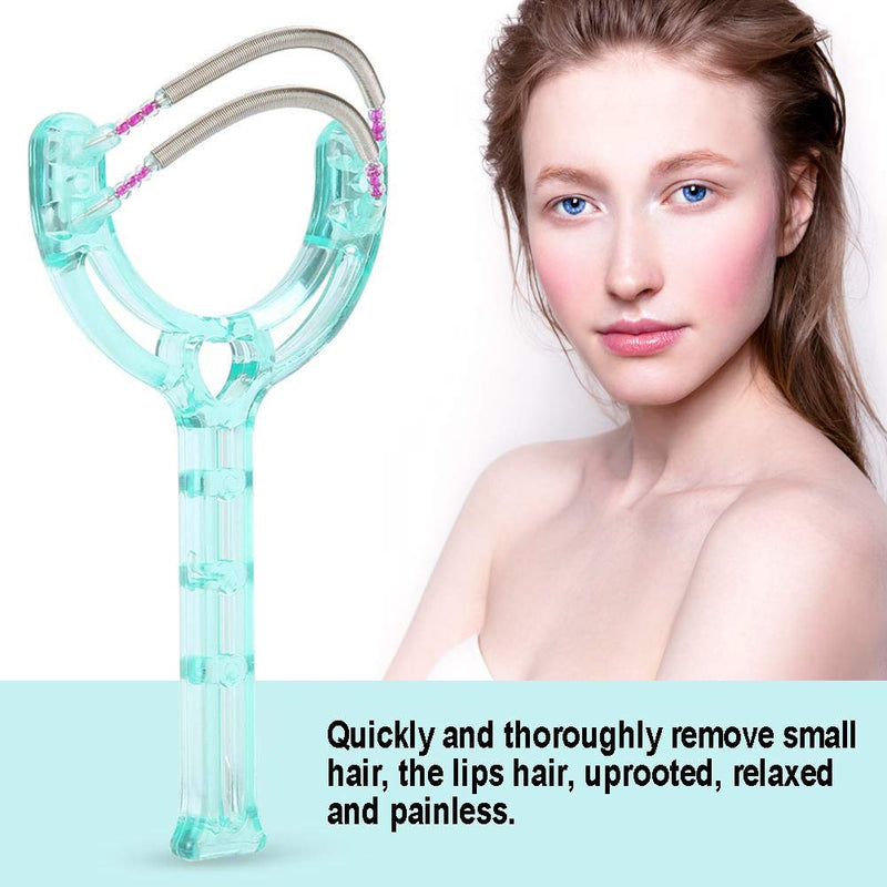 Facial Hair Remover, Effective Epilator Portable Face Lips Hair Removal Plastic Spring Device Beauty Tool for Women & Men(Green) Green - BeesActive Australia