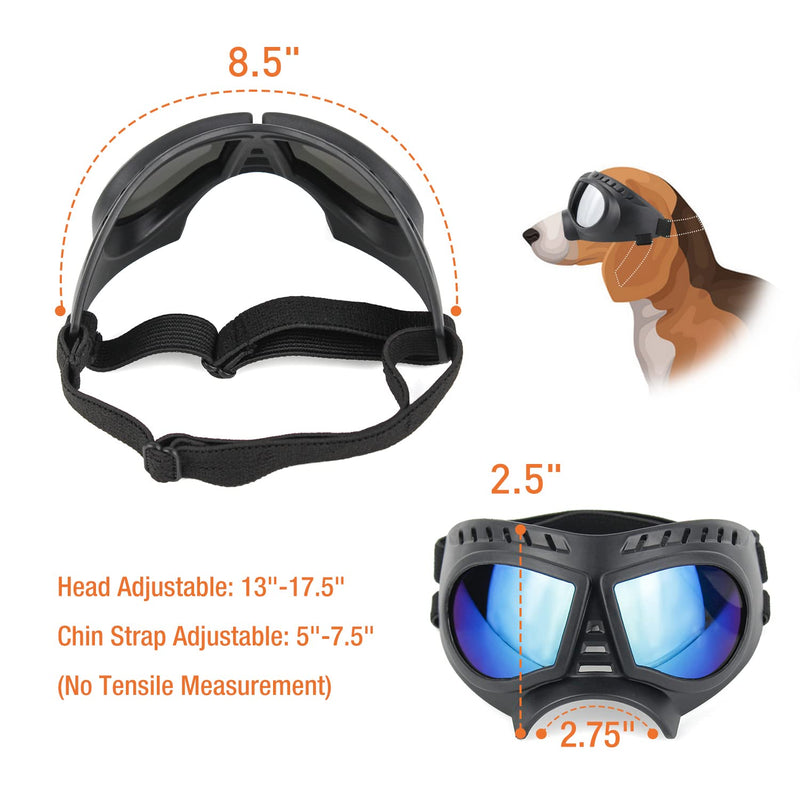 ENJOYING Dog Goggles Anti-UV Dog Sunglasses Soft Pet Motorcycle Eyewear Fog-Proof Windproof Shatterproof Dog Glasses for Dogs About Over 10 lbs Blue Small - BeesActive Australia