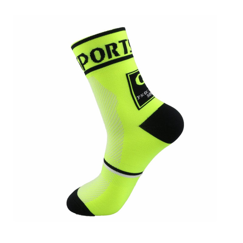 Men's Cycling Socks Unisex Breathable Sports Running Trekking Athletic Basketball Socks 3 Pairs(white+green+orange) - BeesActive Australia