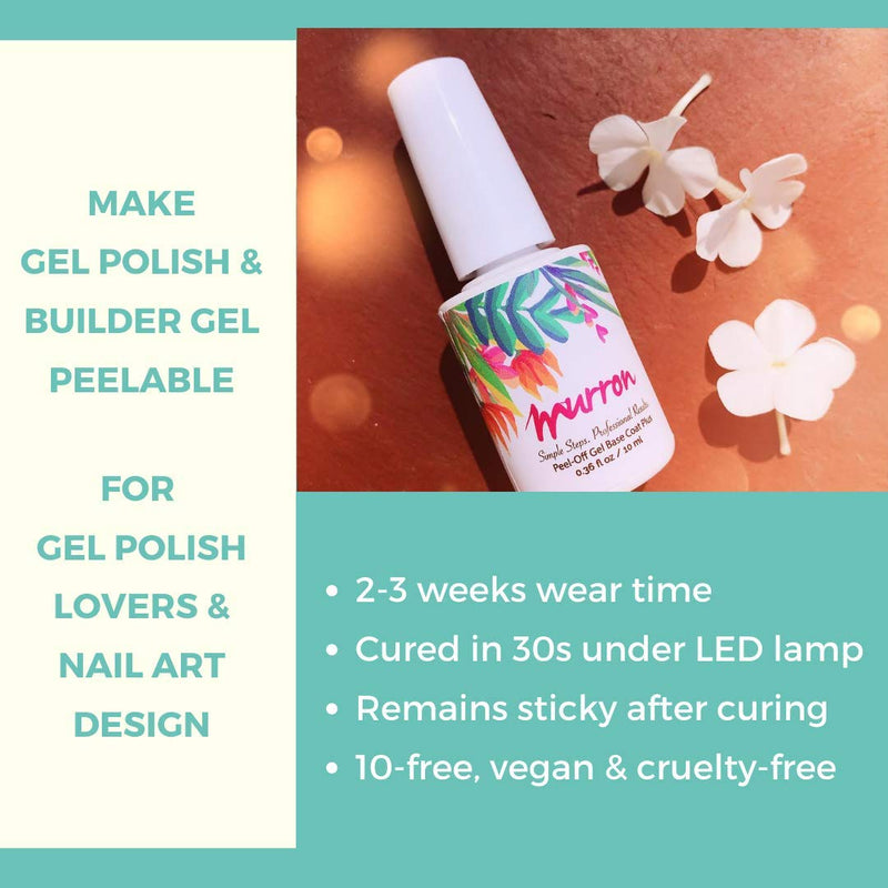 Peel Off Gel Base Coat Plus 10ml UV LED Light Non Toxic Vegan Cruelty Free New Upgraded Formula - BeesActive Australia