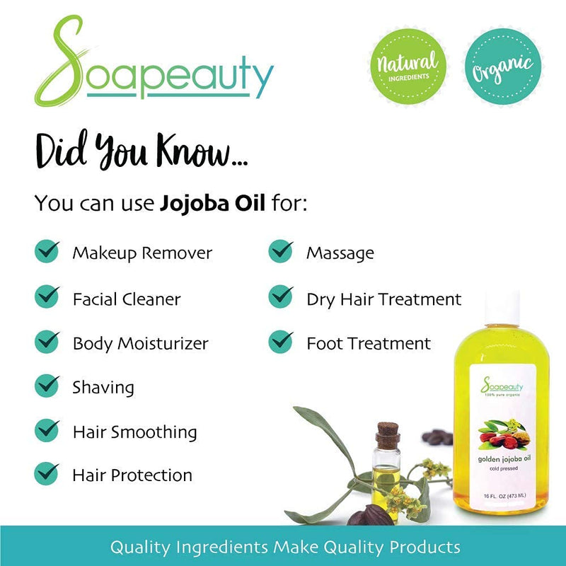 JOJOBA OIL Organic Cold Pressed Unrefined | 100% Pure Natural Golden Jojoba Oil | Carrier for Essential Oils, Moisturizer for Skin, Face & Hair, Massage, Soap Making | Sizes 4 OZ - BeesActive Australia