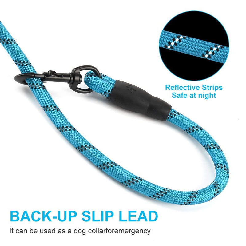 3 Pack Dog Leash 5/6 FT Strong Heavy Duty Rope Dog Leash with Comfortable Padded Handle Durable Reflective Threads for Medium Large Dogs 1/2'' x 5 FT (18~120 lbs.) 3 pack black pink blue - BeesActive Australia
