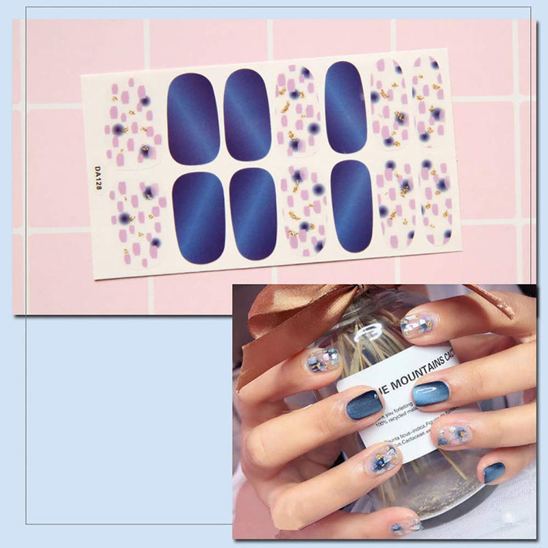 WOKOTO 6 Sheets Dotting Nail Art Polish Wraps Sticker Strips With 1Pc Nail File Leopard Print Adhesive Manicure Decal Design Kit KIT4 - BeesActive Australia