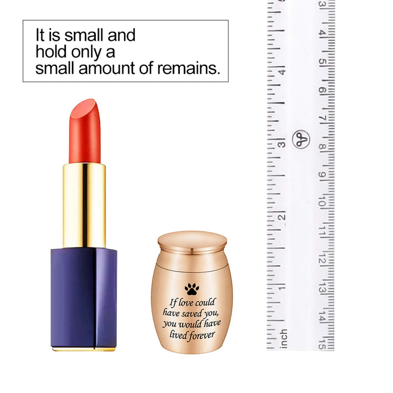 Dletay Small Urn for Pet Ashes 1.57 inch Mini Pet Urn Stainless Steel Ashes Keepsake Urns for Dogs Cats-If Love Could Have Saved You, You Would Have Lived Forever Rose Gold - BeesActive Australia