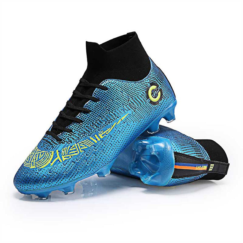 Liaoli Men's Athletic Soccer Football Cleats, High-Top Football Turf Soccer Shoes, Big Boys Athletic Sneaker Shoes for Outdoor/Indoor/Competition/Training 8 Blue - BeesActive Australia
