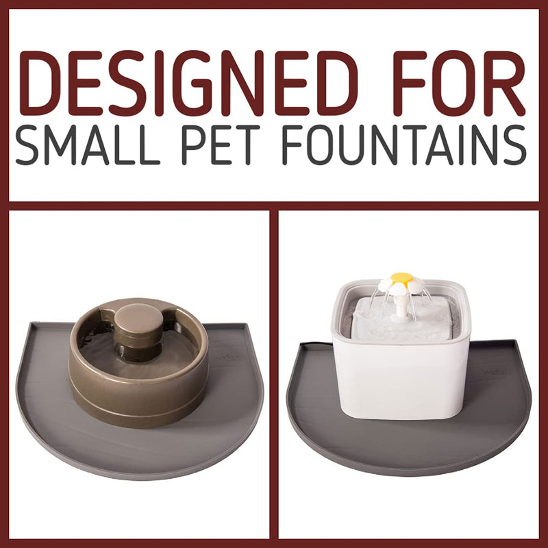 Leashboss Fountain Mat, Silicone Water Mat Designed for Pet Fountains, Dog Gravity Water Bowls, Automatic Dispensing Cat Feeders Small - 14 x 12 Inches Gray - BeesActive Australia