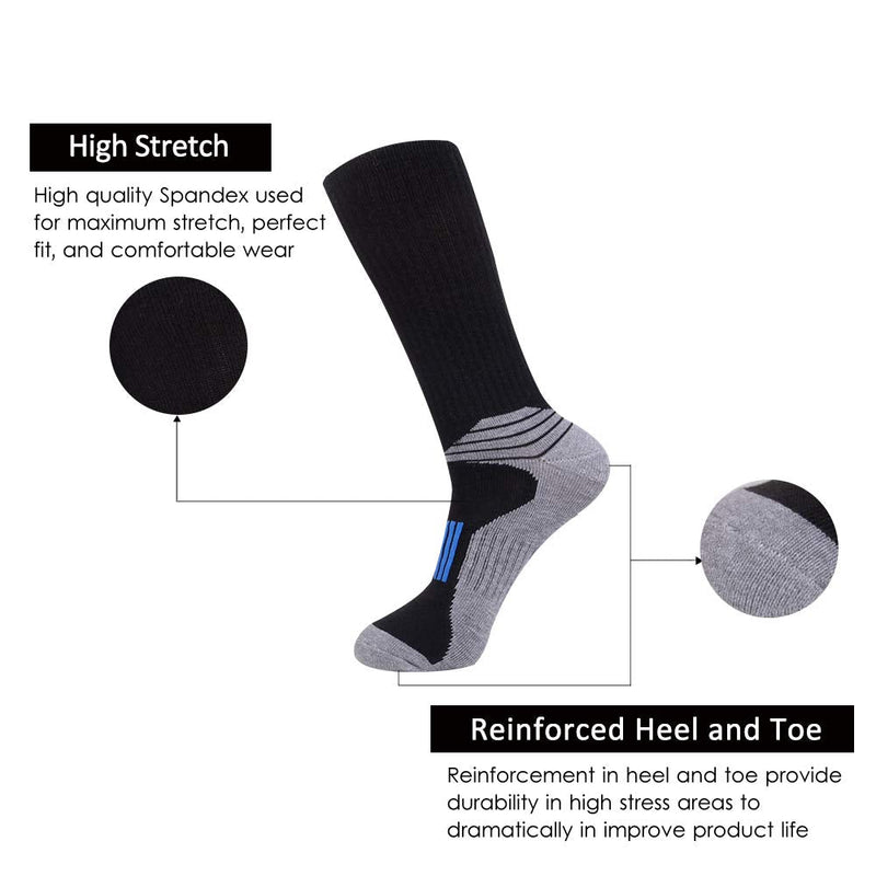 JOYNÉE Mens Athletic Performance Crew Socks for Running and Training 6 Pack Black(6 Pairs) - BeesActive Australia