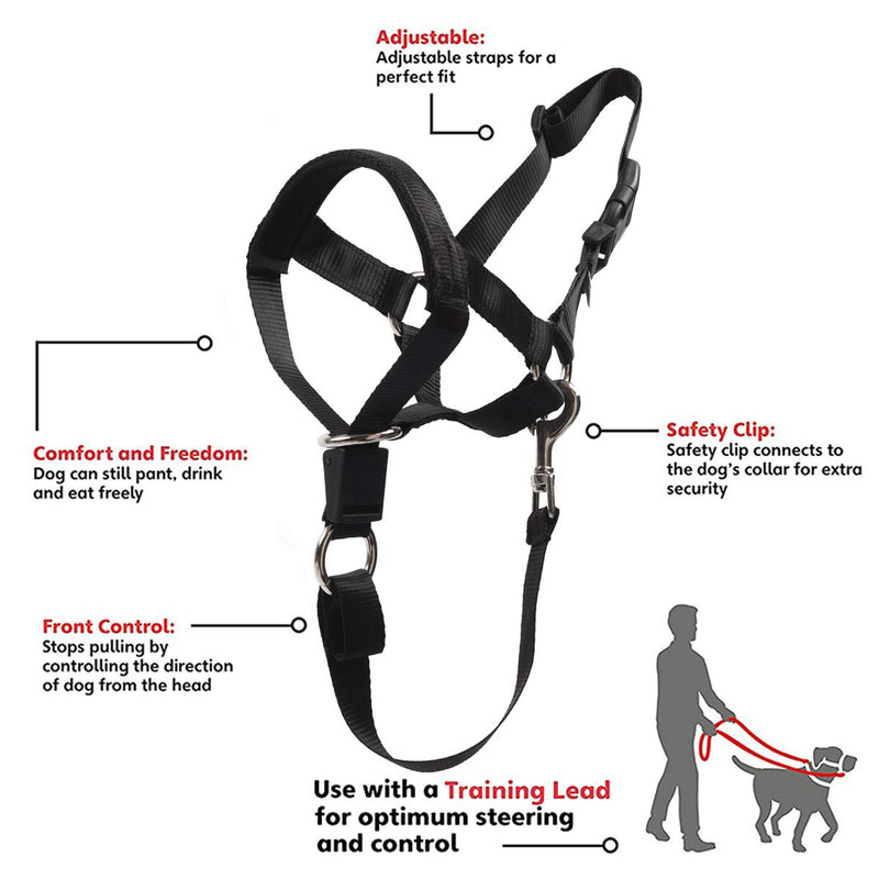 Dog Head Collar, No Pull Training Tool for Dogs on Walks, Includes Free Training Guide, Soft Padding, 5 XL Black - BeesActive Australia
