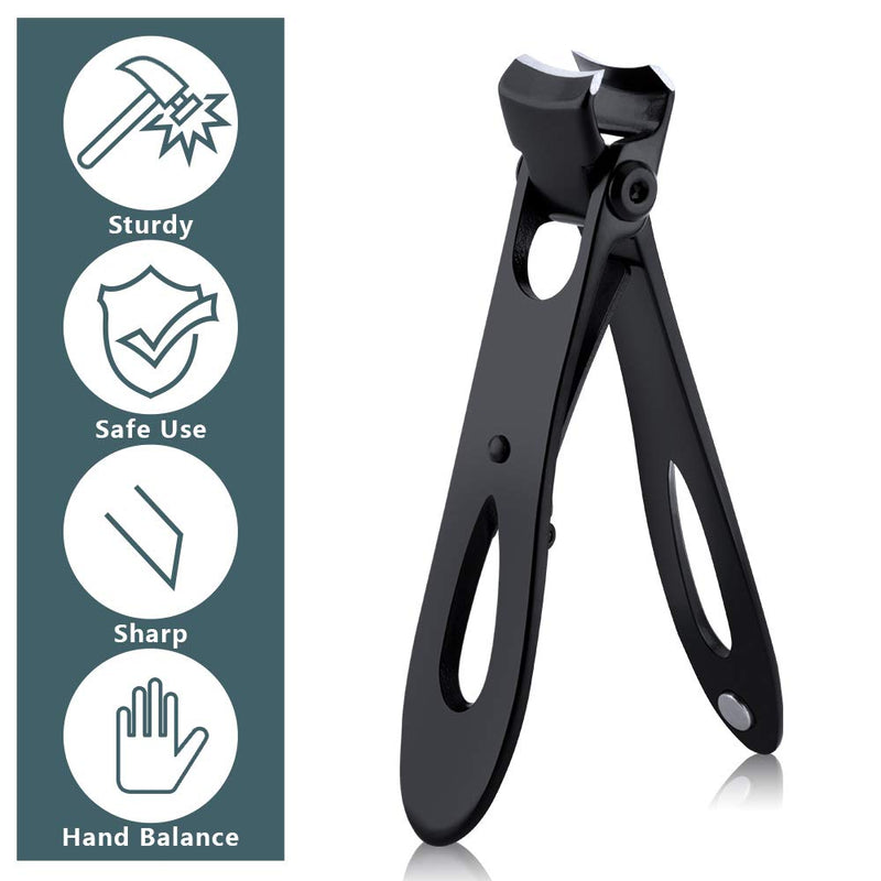 Nail Clippers 15mm Wide Jaw Big Toenail Clippers Fingernail Clippers Clippers Fingernail Clippers Stainless Steel Fingernail Toenail Clippers for Thick Nails 2pac Black - BeesActive Australia