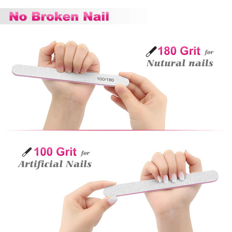 Wirhaut Nail Files and Buffers, 19 Pcs Professional Manicure Tools with Double-Side 100/180Grit Emery Board, Nail Buffering Sponge Block, Dust Remover Nail Brush, Nail Art Care Pedicure Kit - BeesActive Australia