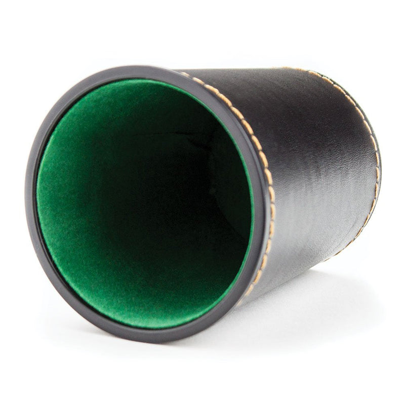 Felt-Lined Synthetic Leather Dice Cup by Brybelly Black/Green, 4" x 3" x 3" - BeesActive Australia