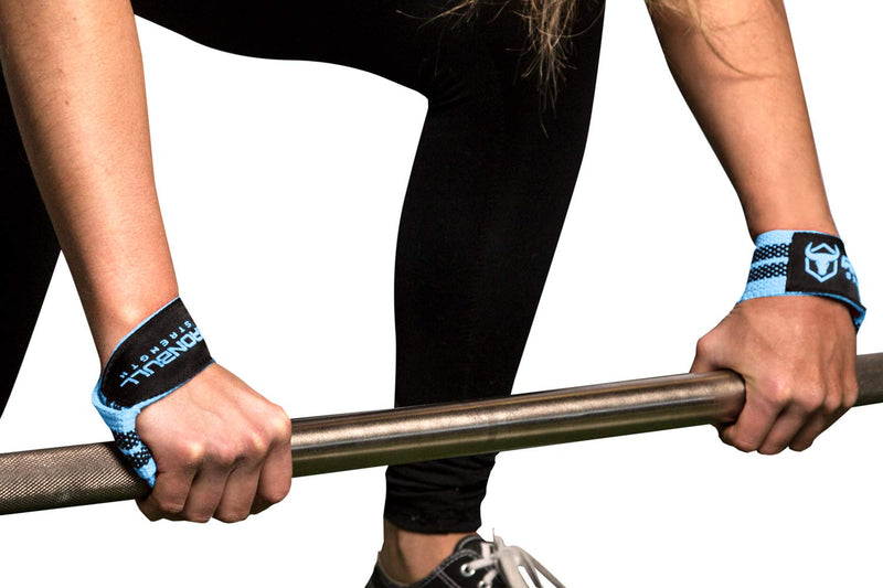 Women Lifting Straps (1 Pair) - Wrist Support Wraps - for Powerlifting, Bodybuilding, Gym Workout, Strength Training, Deadlifts & Fitness Workout Blue - BeesActive Australia