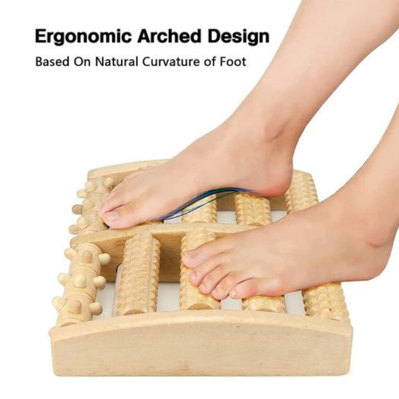 Clever Design Wooden Foot Massager Roller - Ease Plantar Fasciitis, Heel Arch, Feet, Muscle Pain Relief, Stimulate, Relaxation, Diabetic, Neuropathy, Reflexology, Unisex, Compact Gift & Aid, All Ages - BeesActive Australia