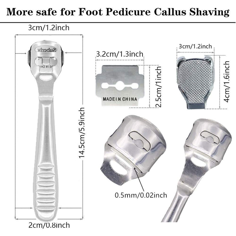 Foot Care Pedicure Tools Sets Callus Remover - 12 PCS in Total Include 10 Replacement Slices and 1 Foot File Heads Hard Skin Remover for Hand Feet with Steel Handle - BeesActive Australia