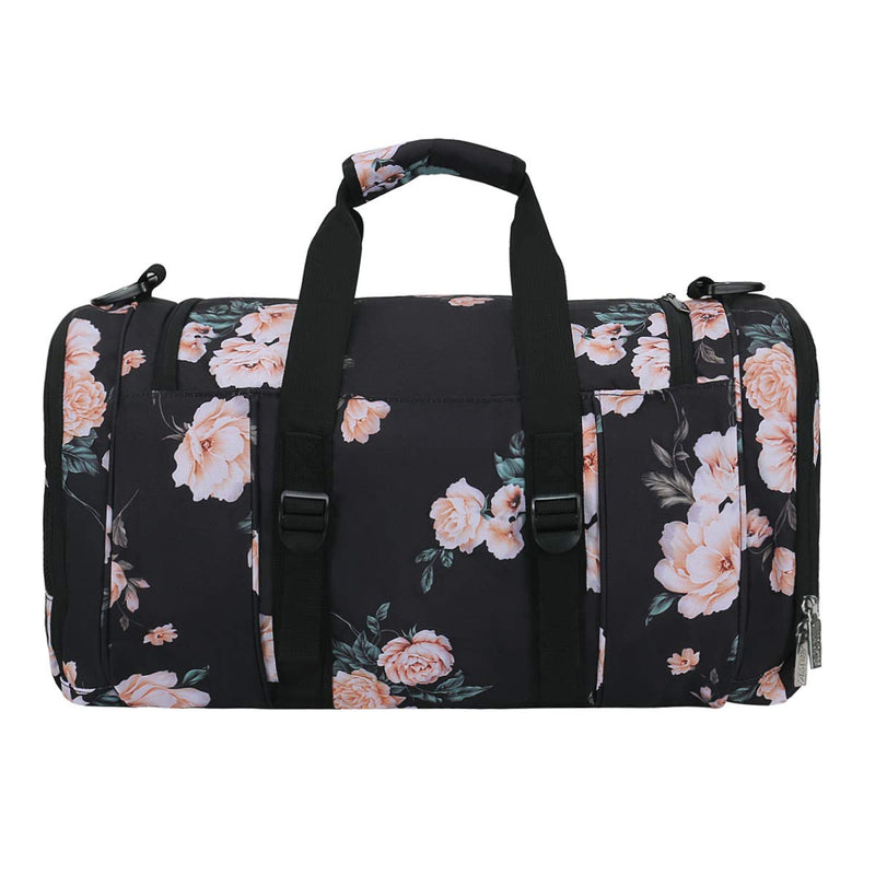 MOSISO Sports Duffel Peony Gym Bag with Shoe Compartment Black - BeesActive Australia
