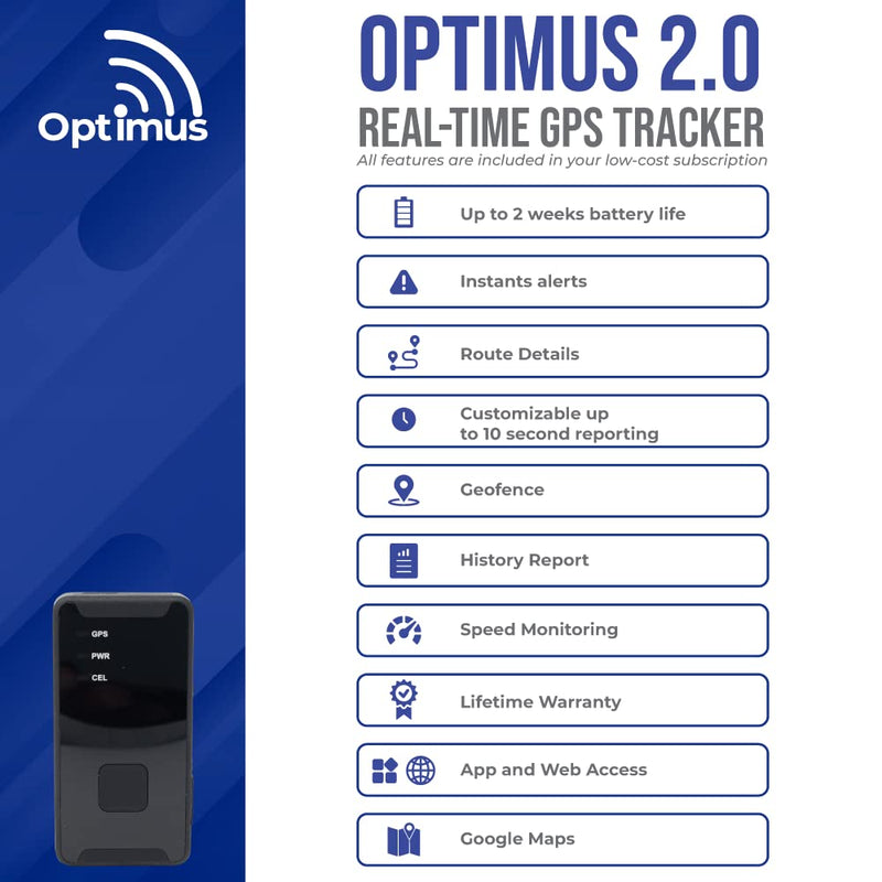 GPS Tracker Optimus 2.0 for Vehicles, Fleets, Assets, People 4G LTE RealTime GPS Tracking