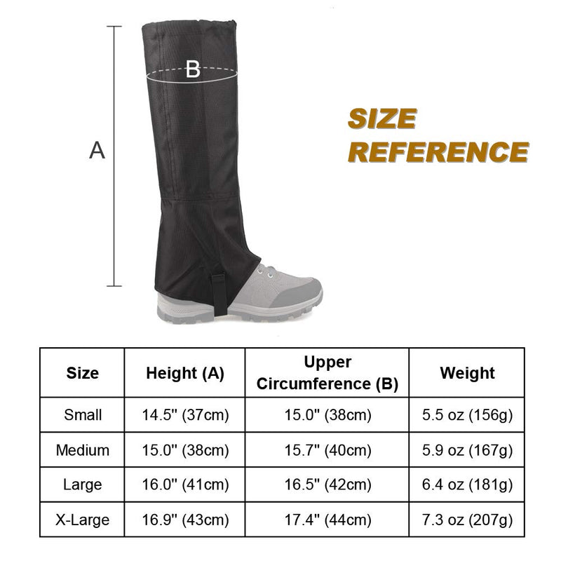 MAGARROW Leg Gaiters Hiking Snow Boot Gaiter Outdoor Waterproof Gaiters Shoes Cover Oxford Fabric Black Small - BeesActive Australia