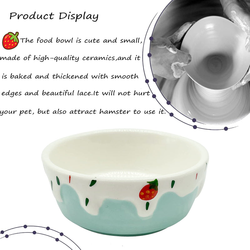 Hamster Food Bowl,Small Animals Ceramic Food Water Bowl Prevent Tipping Moving for Guinea Pig Rabbit Gerbil Chinchilla Hedgehog Rat (2 Pack) (- Color: Purple + Blue) - BeesActive Australia