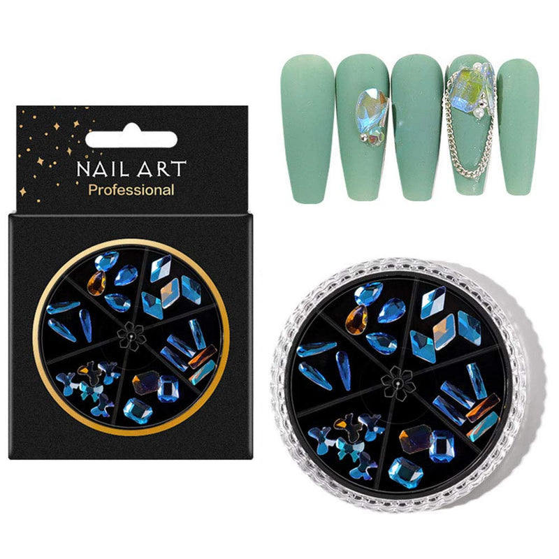 Vanchief 4Pcs 6-Compartment Mixed Turntable Nail Art Decoration Sequined Nail Art Nail Gems Rhinestones,Studs,Butterfly Nail Art DIY Craft Accessories With 1Pcs Tweezers And Picker Pencil (C) C - BeesActive Australia