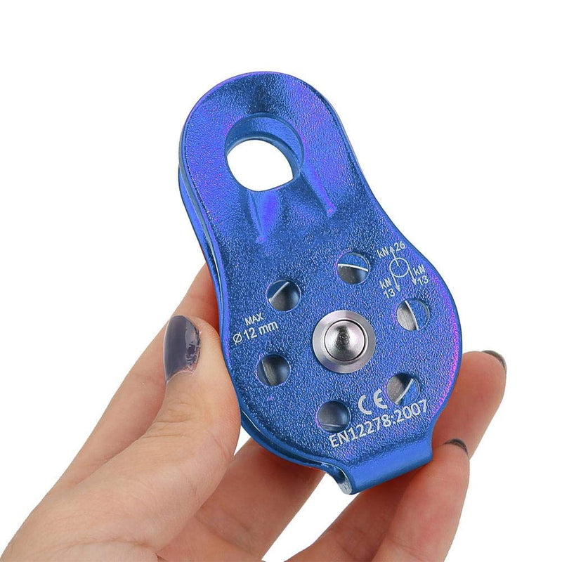 awstroe 26KN Climbing Pulley, Aluminium Alloy Micro Pulley, Heavy Duty Single Swivel Rope Pulley, Rescue Climbing Dual Pulley, for 12mm Rope(Blue) - BeesActive Australia