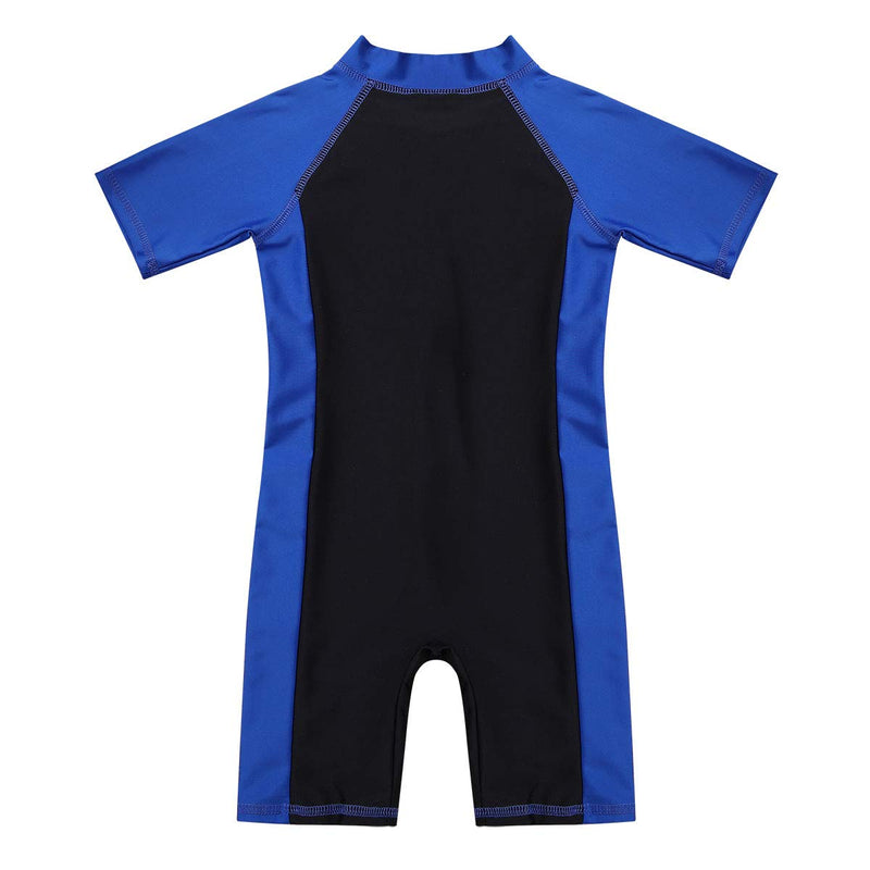 [AUSTRALIA] - Agoky Boys Girls Swimsuits Rash Guard Suits Swimwear Shorty Wetsuit Toddler Kids UPF 50+ UV Sun Protective One-Piece Blue&black 8 / 10 