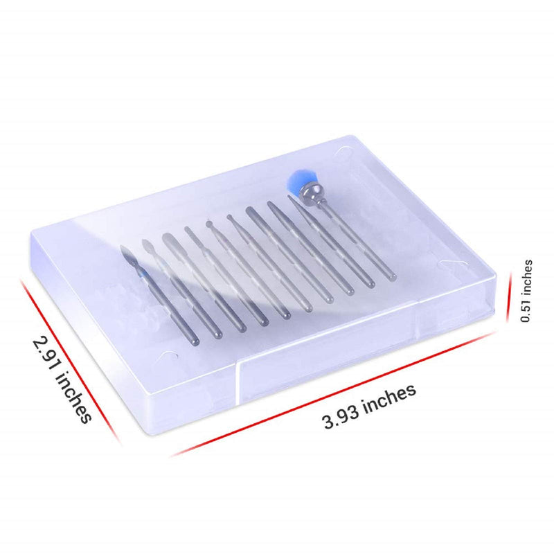 MelodySusie 10Pcs Diamond Nail Drill Bit Set, 3/32'' (2.35mm) Professional Cuticle Nail Drill Bits Kit for Acrylic Gel Nails, Efile Manicure Pedicure Shapen Remove Tools, Home Salon Use(Silver) Silver - BeesActive Australia