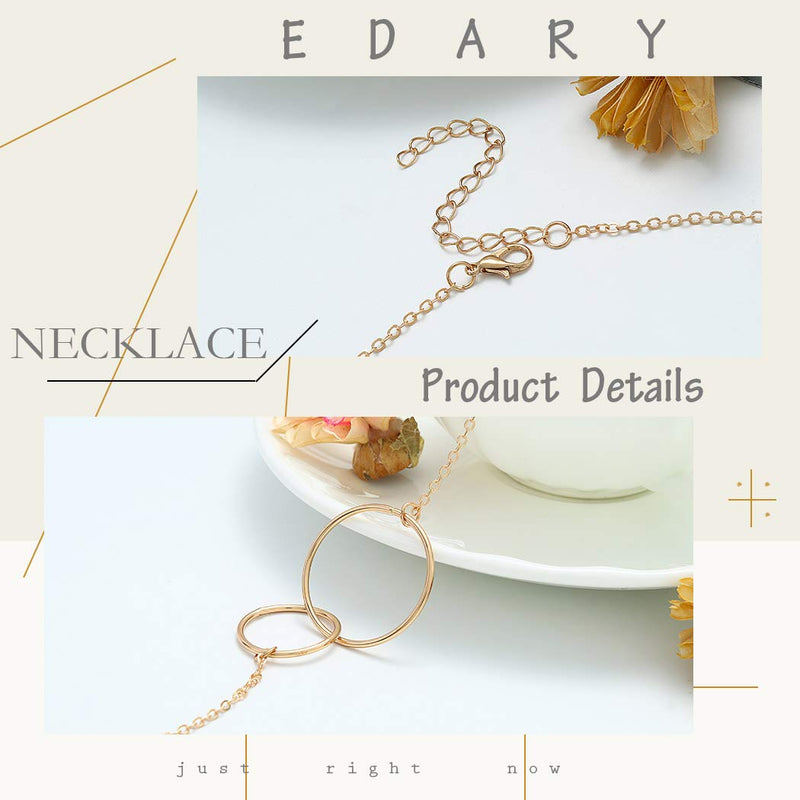 Edary Rings Pendant Necklace Gold Necklaces Fashion Necklace Chain Jewelry Accessories for Women and Girls(Gold) - BeesActive Australia