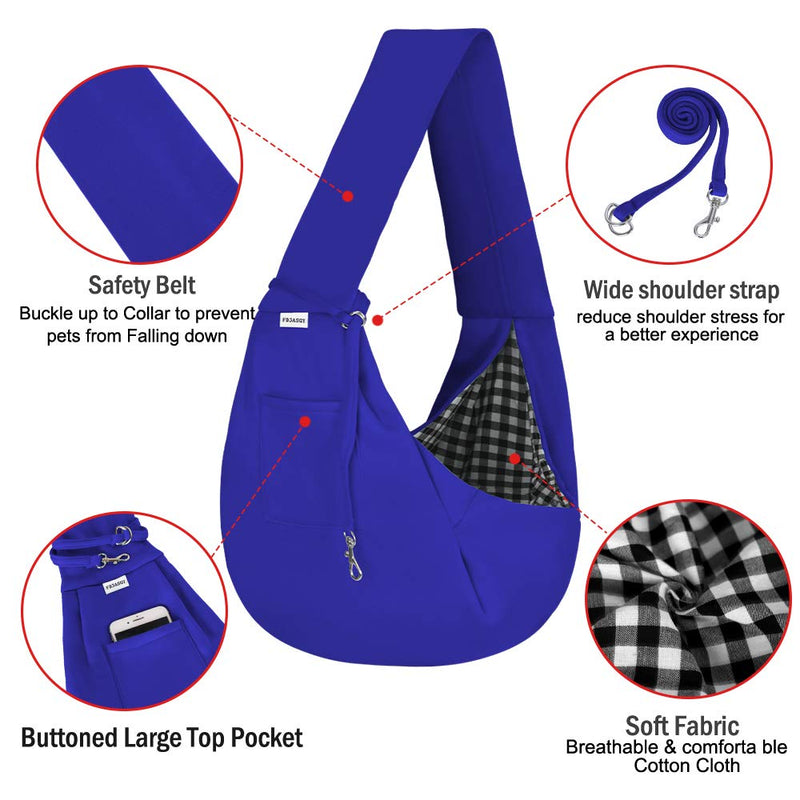 FDJASGY Pet Sling Carrier for Small Dog Reversible and Hands-Free Dog Bag with Adjustable Strap and Pocket for Outdoor Travel 1 Count (Pack of 1) Blue(Unadjustable) - BeesActive Australia