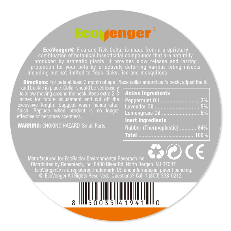 EcoVenger Dog & Cat Collar Repellent 2-Pack White, Built-in Pant-Based Formula Strong Repellency Slow Release, Lasting Deterrence and Protection, Pleasant Aroma, Waterproof Orange - BeesActive Australia
