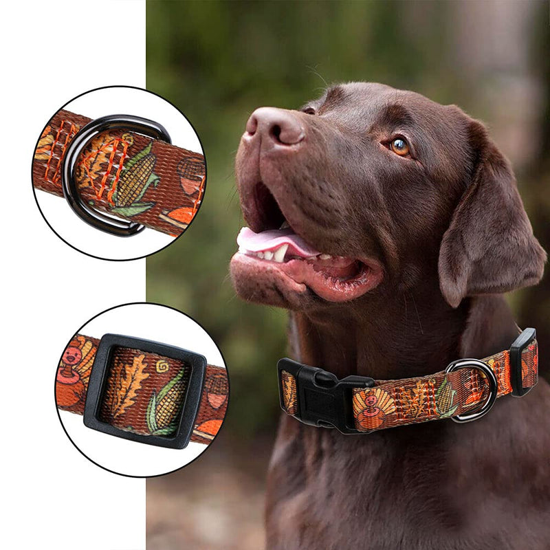 Rhea Rose Girl Dog Collars Spring Cute Daisy Flower Pattern Lovely Print and American Flag Print Dog Collar M(Neck 13.1"-19", Width 3/4") Thanksgiving - BeesActive Australia