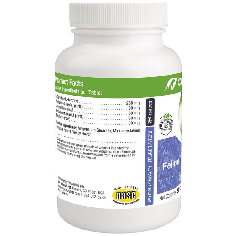 Only Natural Pet Thyroid Support Supplement Holistic Wellness for Cats - 90 Turkey Flavored Chewable Tablets - BeesActive Australia