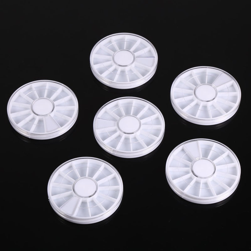 Pack of 6 Nail Art Rhinestone Wheel Box Bead Slice Decoration Storage Container Nail Tools - BeesActive Australia