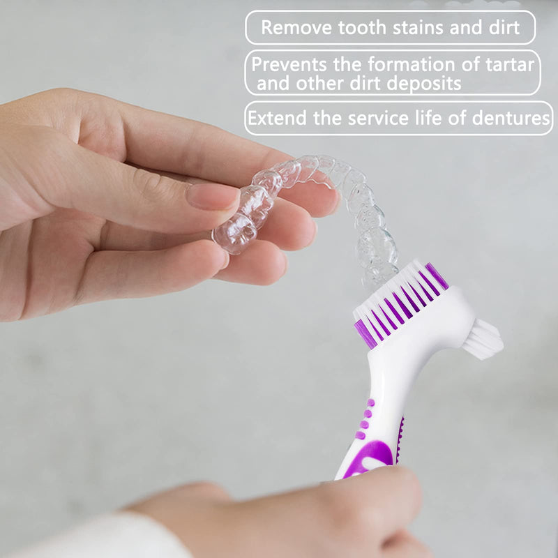 Hioph Denture Bath Box, Denture Brush Cleaner Cup with Rinsing Basket, Denture Retainer Mouth Guard Care Kit, Denture Bath Container Toothbrush Case for Travel Soaking and Cleaning Pink - BeesActive Australia