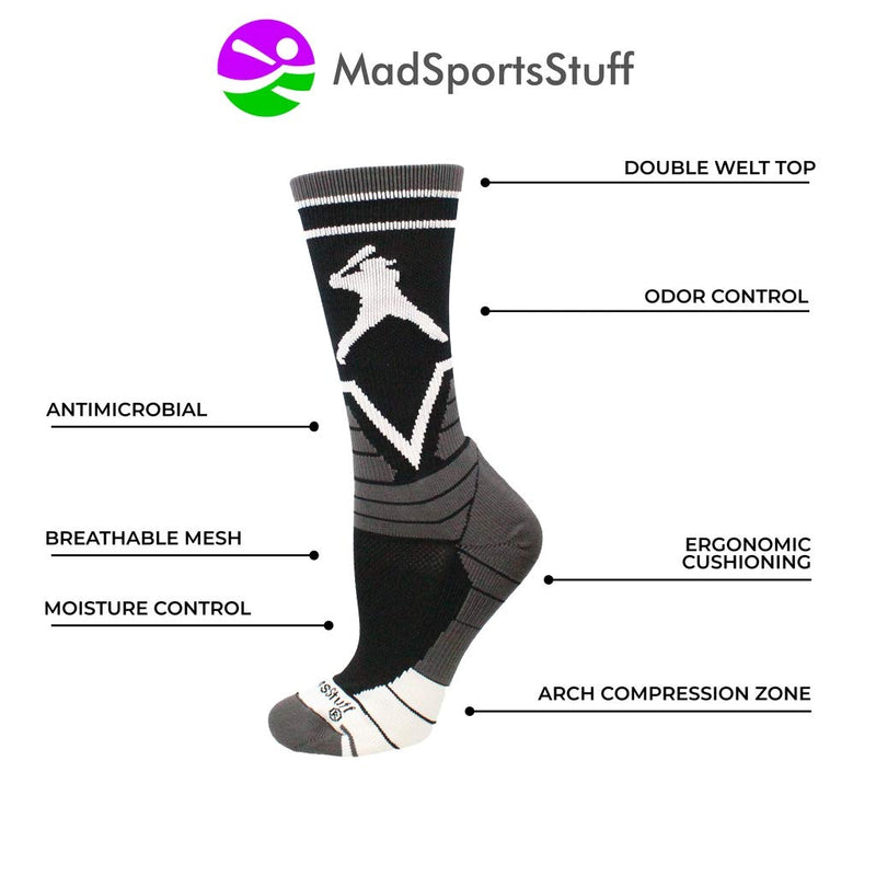 [AUSTRALIA] - MadSportsStuff Victory Baseball Socks with Player in Crew Length Black/Graphite/White Large 