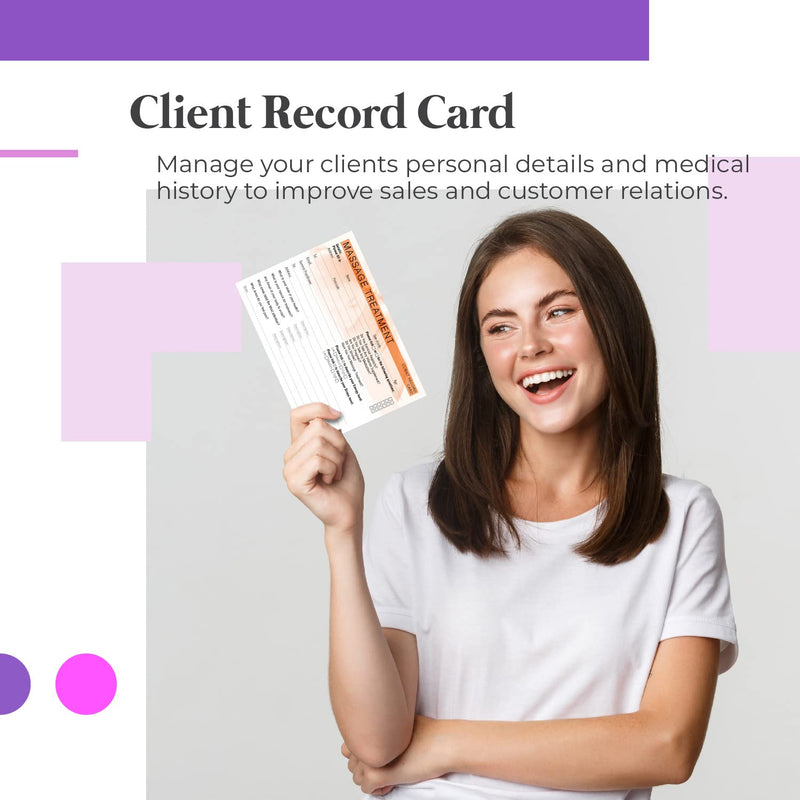 Massage Client Record Card - Treatment Consultation Form for Mobile Therapists & Salons A5 Pack of 50 - Landscape A5 (Landscape) - BeesActive Australia