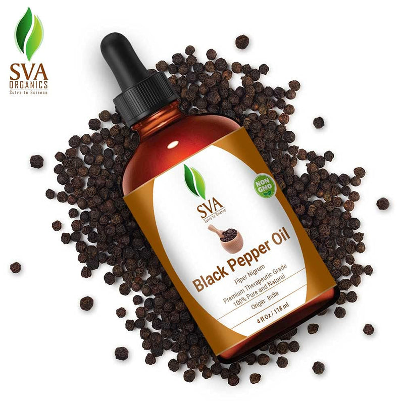 SVA Black Pepper Essential Oil118 ml (4 Oz) with Dropper 100% Pure Natural Undiluted Premium Therapeutic Grade Oil - BeesActive Australia