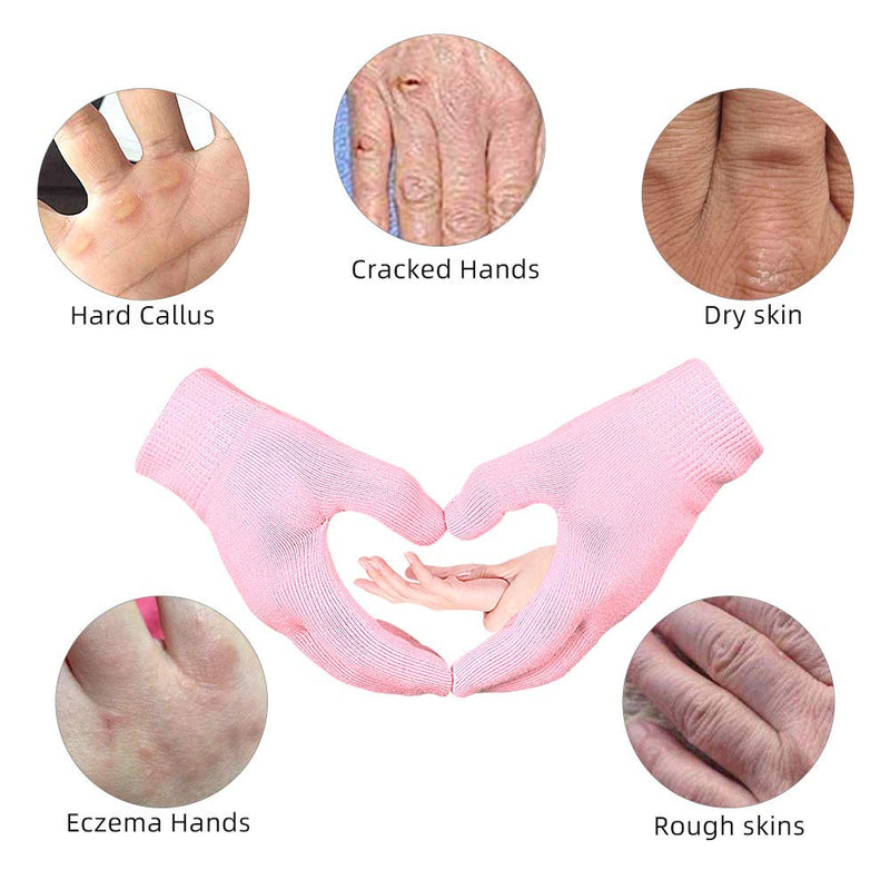 Moisturizing Gloves, Soft Gel Spa Glovers for Repairing and Softening Dry Cracked Hand Skins (Pink) Pink - BeesActive Australia