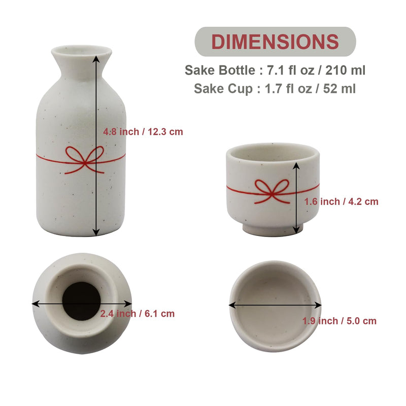 Sake Tokkuri and Sake Cups(2pcs) Set, 7.1 floz -Celebratory Collection-Japanese Sake Mino Ware Pottery with Gift Box, Made in Japan - BeesActive Australia