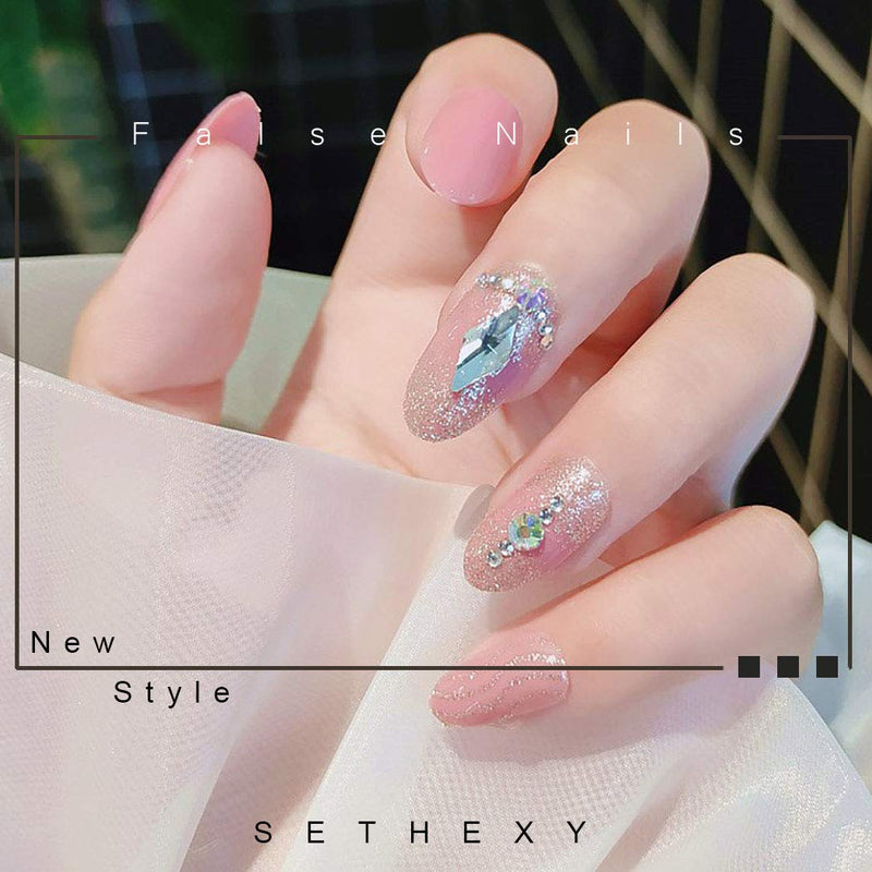 Sethexy Short Oval False Nails 500Pcs 10Sizes Full Cover Acrylic Nail Tips For Art Nail Design (Clear) Clear - BeesActive Australia