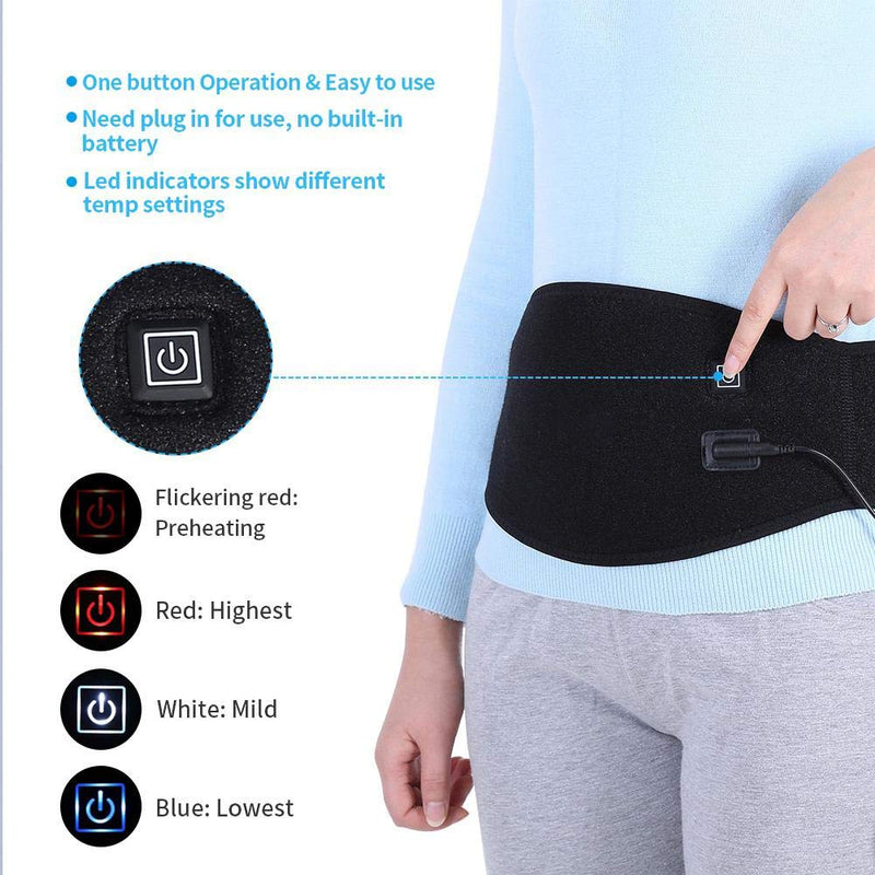 Heated Waist Belt, USB Rechargeable Electric Lumbar Heating Pad Abdomen Waist Support Belt Designed for Waist Pain Reduce - BeesActive Australia