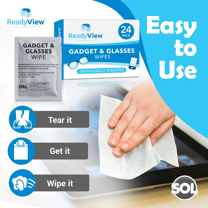 24pk Lens Wipes for Glasses & Gadgets | Glasses Wipes Individually Wrapped | Glasses Lens Cleaner for Glasses Cleaner Wipes Lens Wipe Spectacle Wipes Glasses Cleaning Wipes Lenses Wipes + SOL Notebook - BeesActive Australia