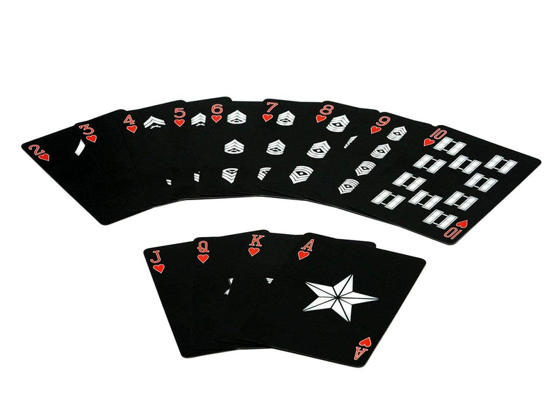 Marine Corps Playing Cards and Dice Set – Black Leather Keepsake Box, Playing Cards with USMC Rank Insignia, EGA Dice - BeesActive Australia