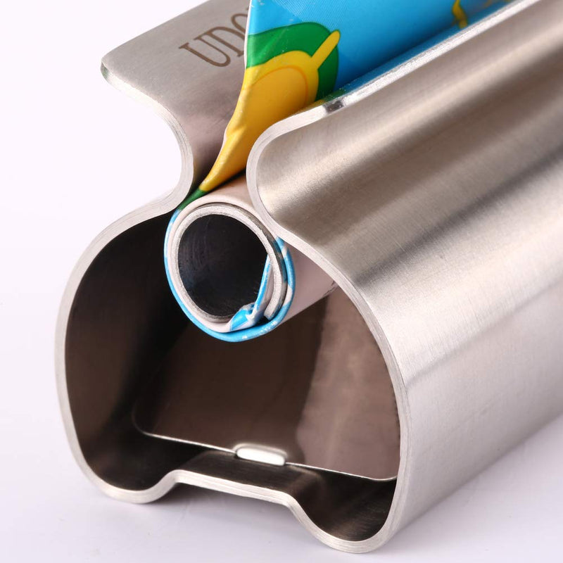 Toothpaste Squeezer 2 Pack - Metal Tube Squeezer Stainless Steel Tube Wringer UDQYQ Toothpaste seat Holder Stand (Silver) Silver - BeesActive Australia