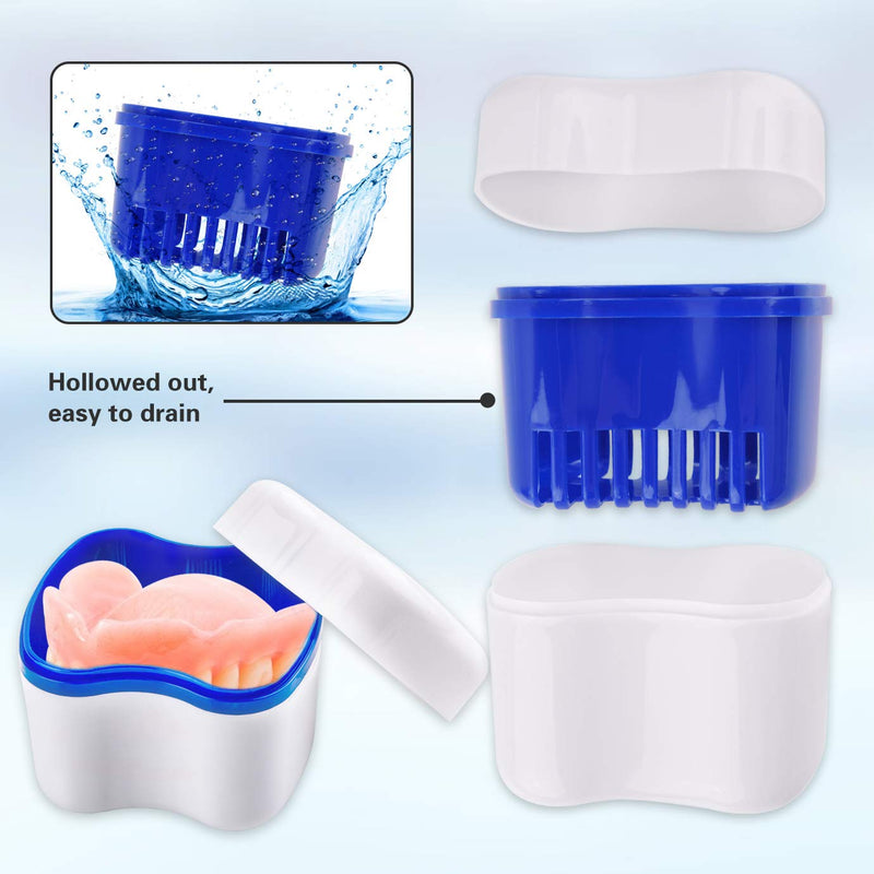 2 Denture Bath Case and 2 Denture Cleaner Brushes Retainer Denture Box, Tophoniex Dentures Container with Basket Denture Holder for Travel Retainer Cleaning - BeesActive Australia