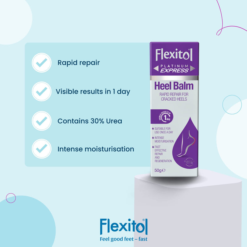 Flexitol Platinum Express Heel Balm 50g, Intense Rapid Repair and Moisturisation for Cracked Heels and Dry Feet - BeesActive Australia